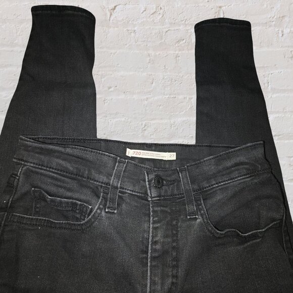 Levis 720 High Rise Super Skinny Black Jeans Size 27 - Picture 3 of 5